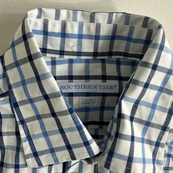 Southern Tide Classic Fit Mens Medium Long Sleeve Button Down Plaid Cotton Shirt - Picture 5 of 9